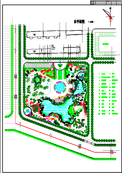 某学校接待中心绿地规划CAD图纸-图一