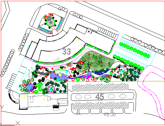 某学校接待中心绿地规划CAD图纸-图二