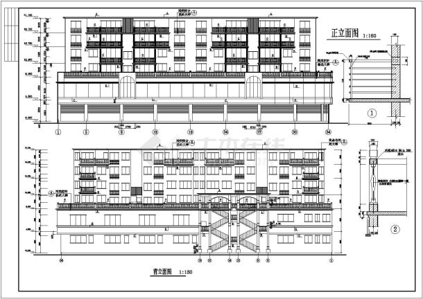 某地区七层经典住宅三单元对称户型建筑图-图一