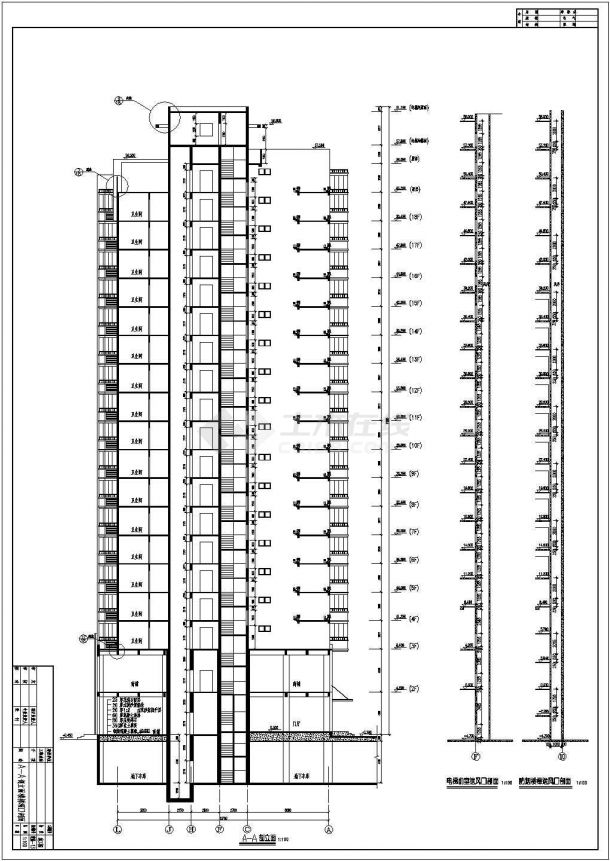 河北省某城市高层单身公寓CAD建筑图-图二