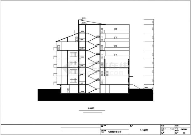 湖北省某城市学校七层行政楼建筑设计图-图一