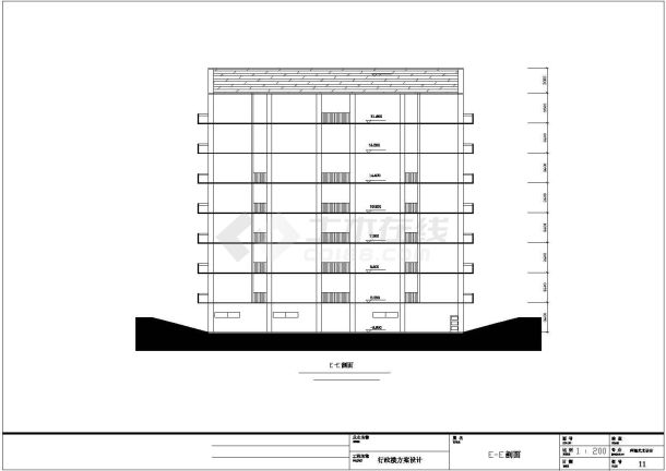 湖北省某城市学校七层行政楼建筑设计图-图二