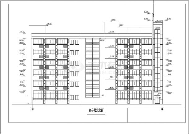 某地7层框架结构办公楼建筑方案设计图-图二