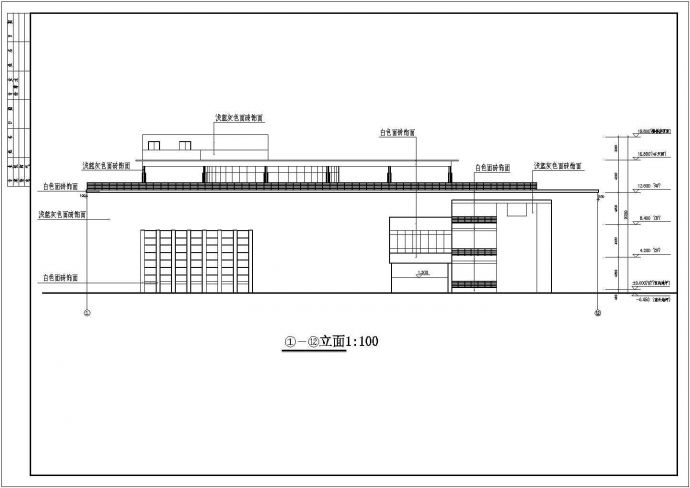某中学四层食堂CAD建筑设计施工图_图1