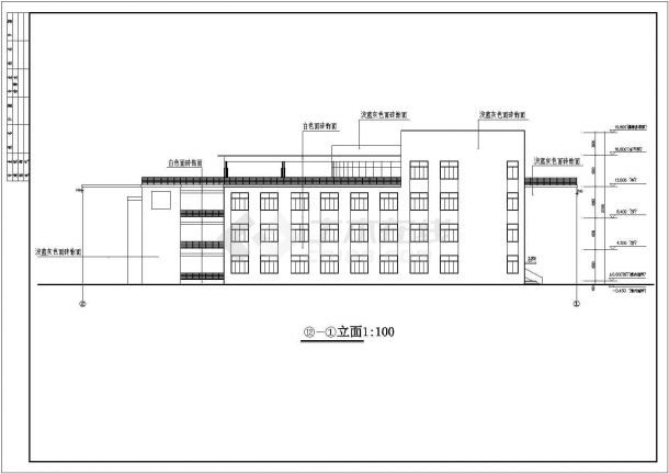 某中学四层食堂CAD建筑设计施工图-图二