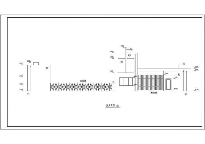 苏南某城市围墙大门CAD建筑设计方案图_图1