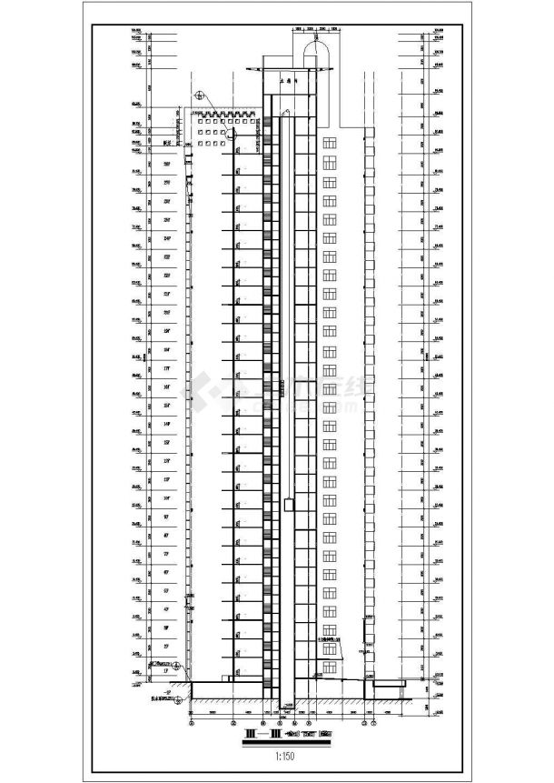 某地区28层1楼梯2电梯4户点式住宅楼建筑设计图-图二