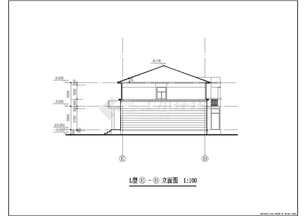 某地区创业农庄L型别墅建筑施工图纸-图一