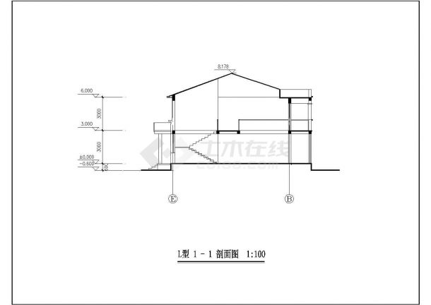 某地区创业农庄L型别墅建筑施工图纸-图二