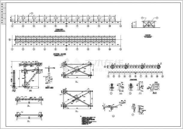 某地双跨梯形钢屋架结构厂房方案图-图二