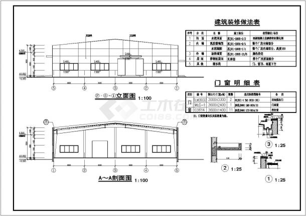 某地区门式刚架小厂房装修设计施工图-图二