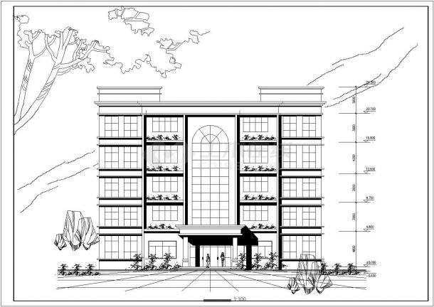 某多层办公楼方案CAD施工设计图纸-图一