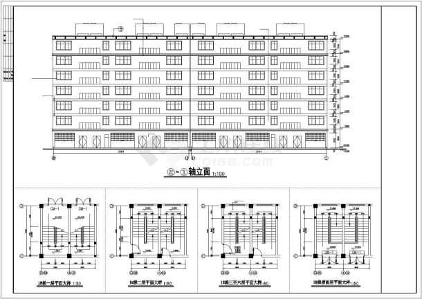 某多层住宅建筑全套CAD施工图纸-图二