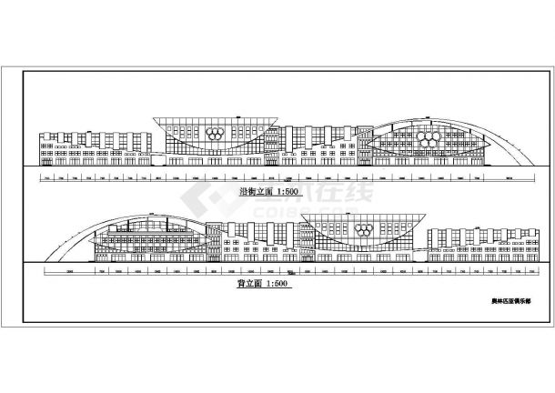 某高级体育馆建筑CAD及效果图纸-图一