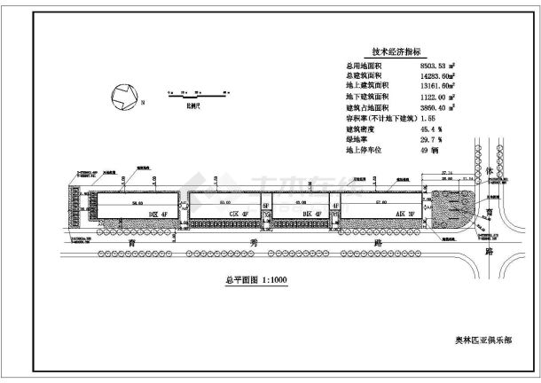 某高级体育馆建筑CAD及效果图纸-图二