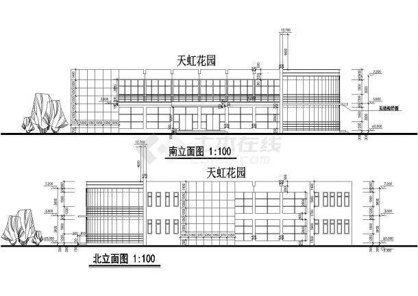 安徽某地区小型超市建筑设计CAD施工图（含设计说明）-图二