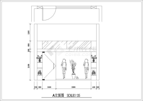 某地区小服装店装修设计CAD施工图-图二