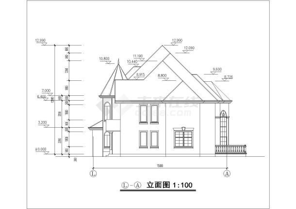 上海市沿海两层别墅CAD设计方案图-图一
