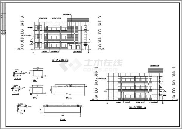湖南省某城镇厂房三层CAD建筑施工图-图二