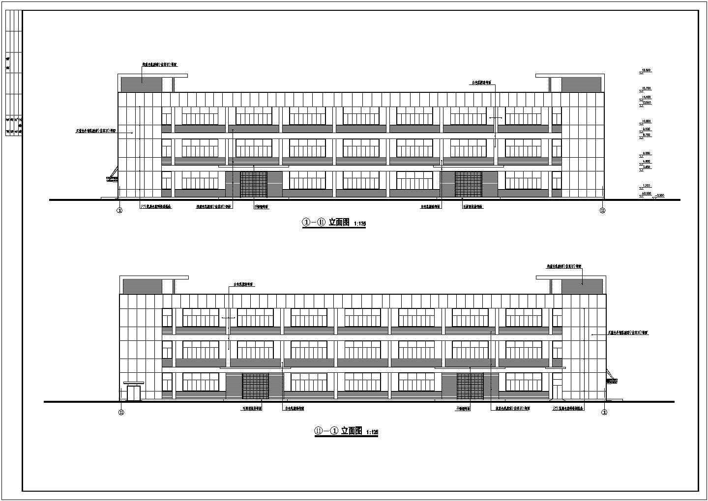 湖南省某城镇厂房三层CAD建筑施工图