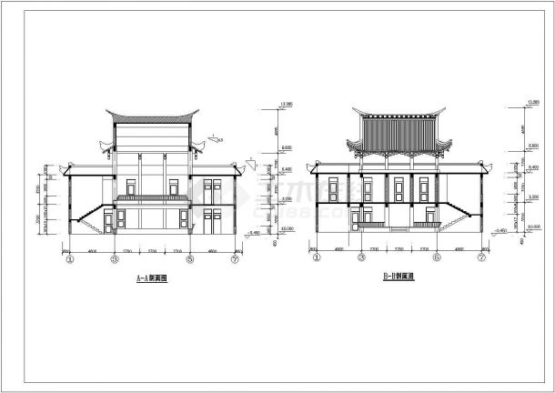 四川省某景区古建住CAD设计施工图-图二