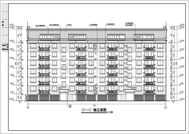 某地区经典多层住宅楼建筑CAD平面、立剖图纸-图二