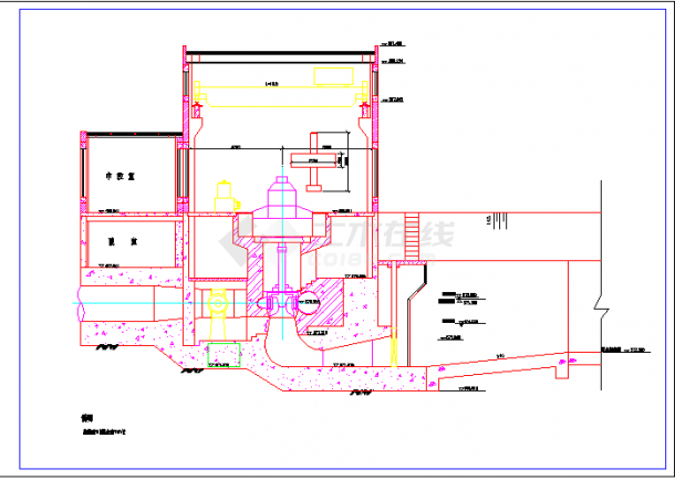 水力发电站厂房cad设计建筑图纸（小型的）-图一