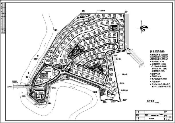 福建省某景点别墅区景观绿化设计总平面图-图一