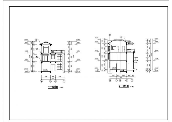 某地区三层复式别墅建筑设计施工图_图1