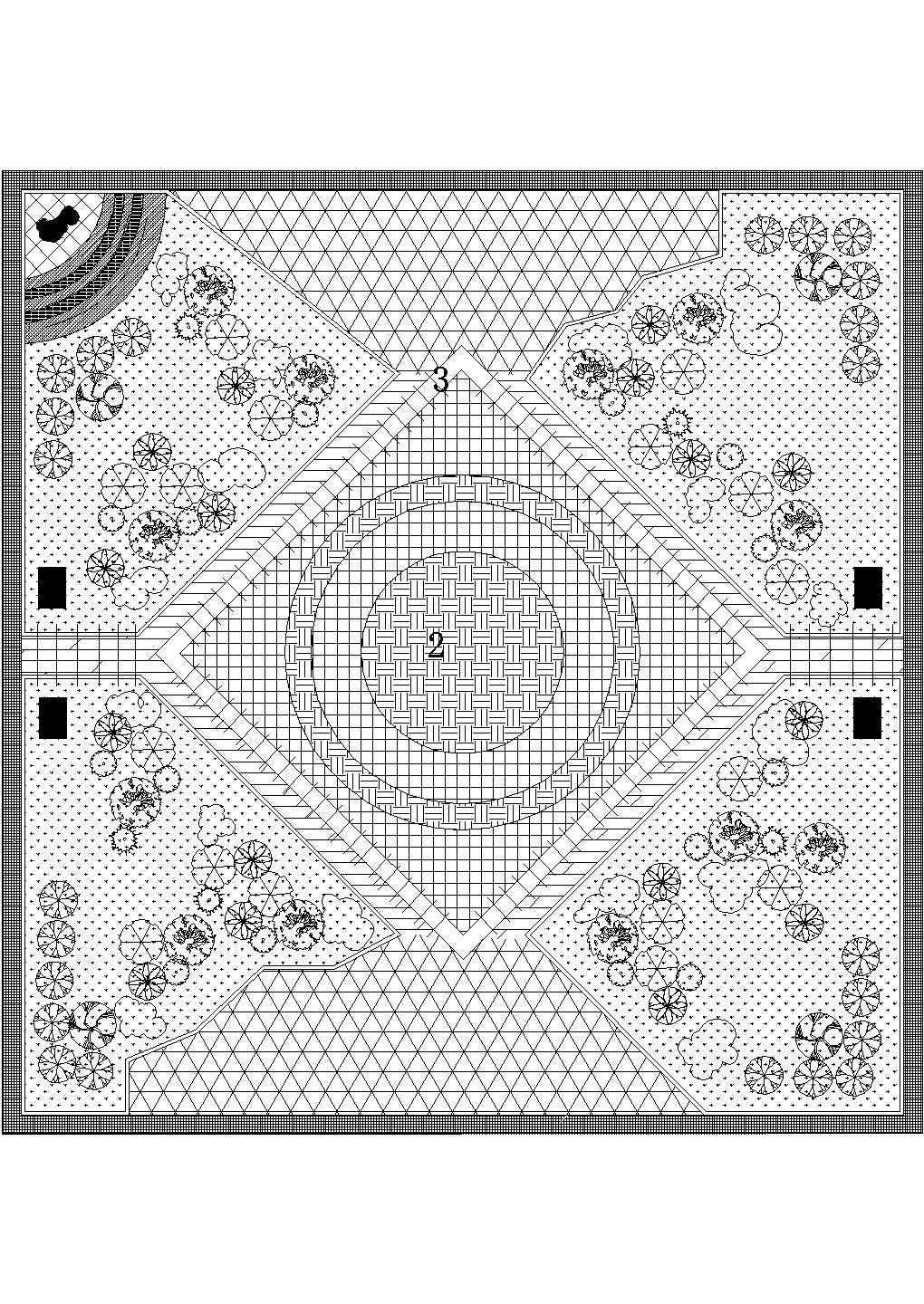 山东省某城区CAD广场设计规划图