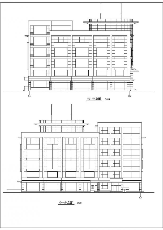 某五层超市建筑设计方案CAD图纸_图1