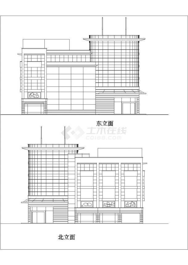 某五层超市建筑设计方案CAD图纸-图二