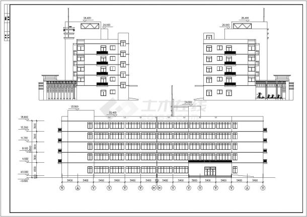 江苏某地区中学综合教学楼建筑设计CAD施工图-图一