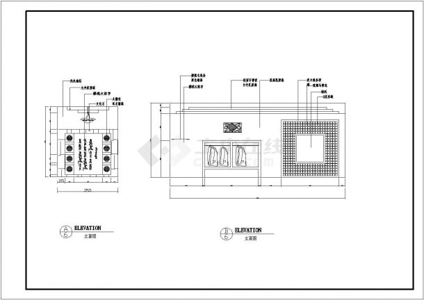 某中餐厅建筑全套设计方案CAD图纸-图二