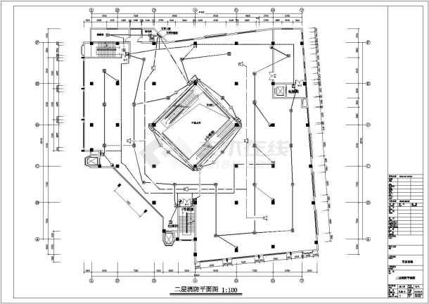 商场火灾报警电气设计施工平面图纸-图二