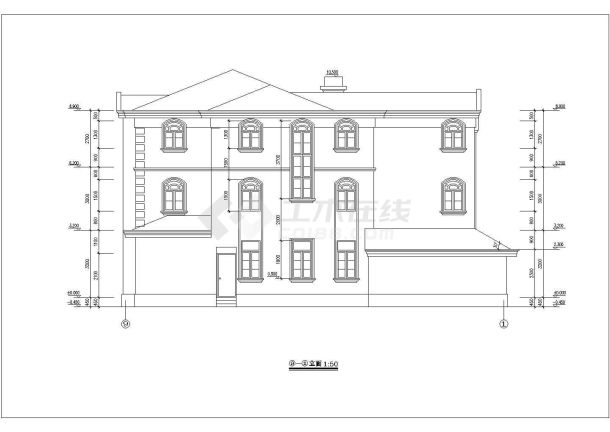 某地别墅建筑设计方案施工CAD图-图二