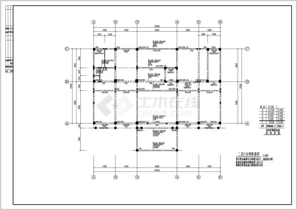 某五层框架结构办公楼建筑设计施工图-图一