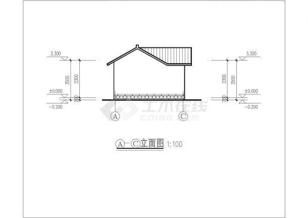 某地区公共厕所建筑设计CAD施工图-图二