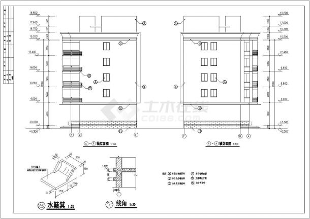 某地区轮班宿舍楼建筑设计CAD施工图-图二