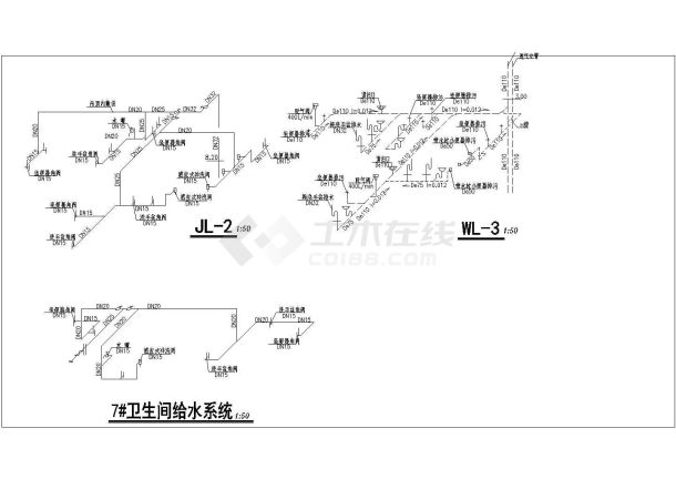 某地区住宅楼卫生间给排水施工详图-图二