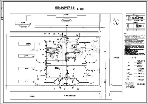 某地区广场及其泵房给排水设计施工图-图一