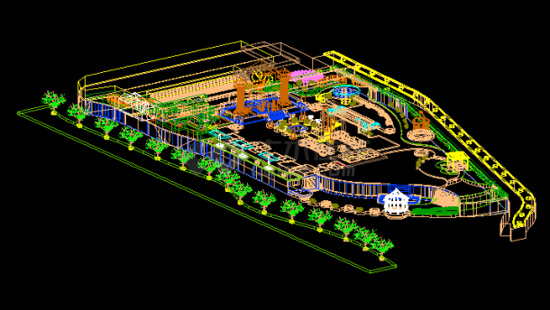惠州学院图书馆旁的空地的改造方案（CAD立体图）-图一