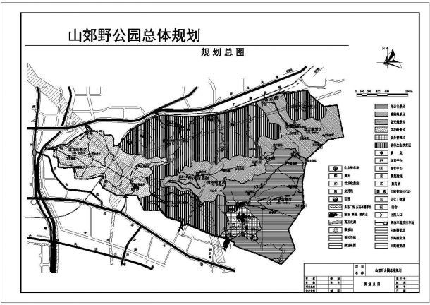 某山效野公园规划总平面cad施工图-图一