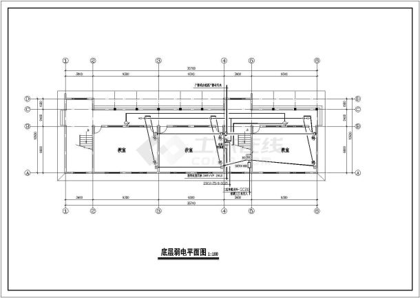 某地三层中学教学楼电气设计施工图-图二