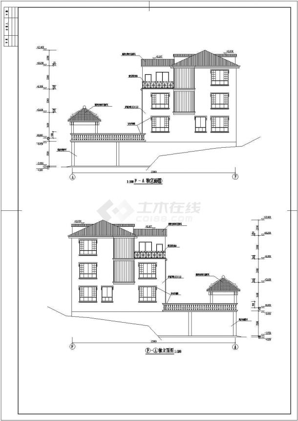 某地区农村三层住宅别墅设计全套施工图-图一