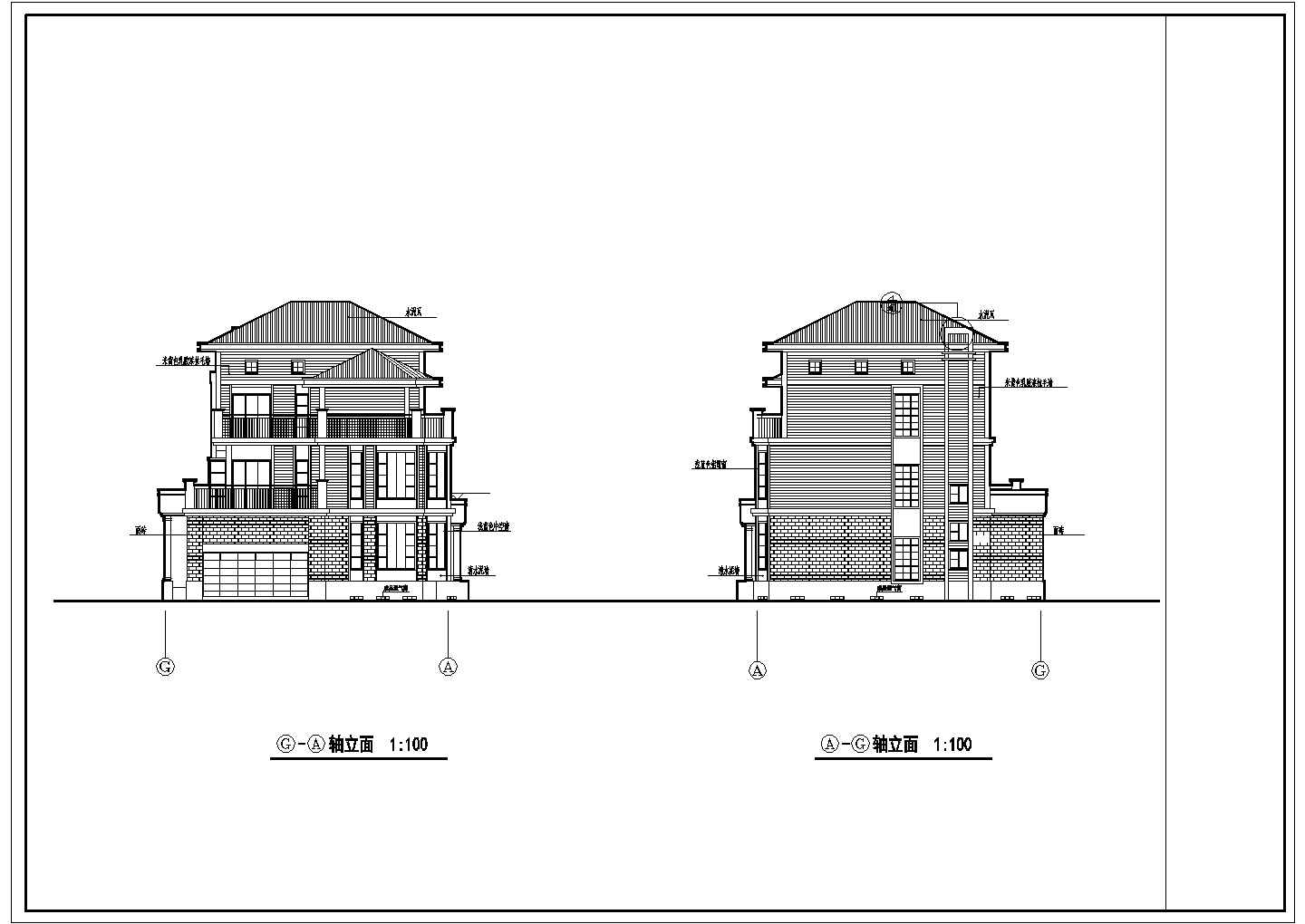 某地区三层住宅高档别墅设计施工图纸