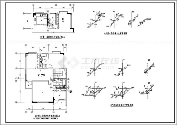 某地区住宅楼给排水设计CAD施工图-图二