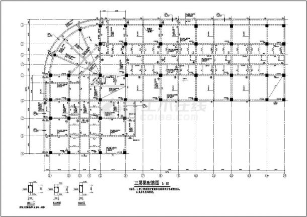 某地区办公综合楼框架结构CAD施工图-图二
