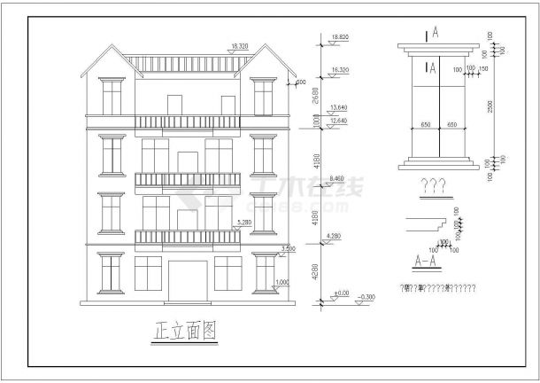 河北某地区三层住宅建筑设计cad施工图-图一