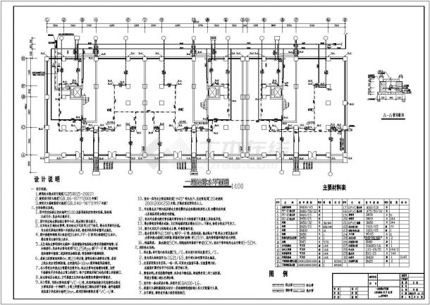 某九层商住楼给排水设计CAD施工图-图一